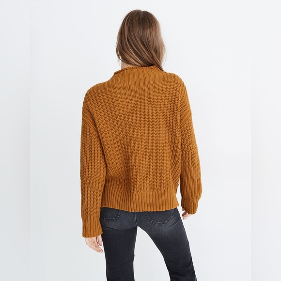 Madewell EUC Mockneck Knit Side-Button Pullover Sweater Size XS Wool Blend Brown - Picture 3 of 9